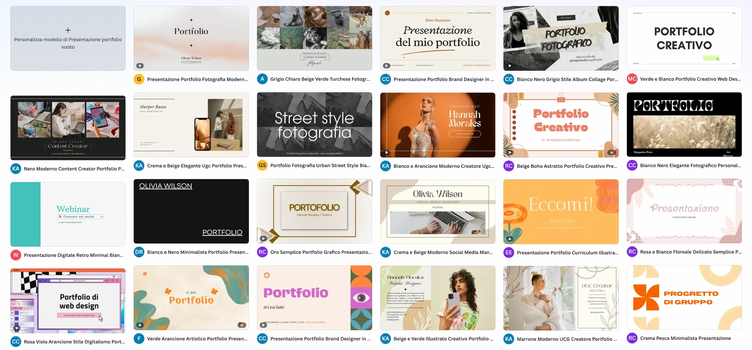 portfolio per formatori esempi canva