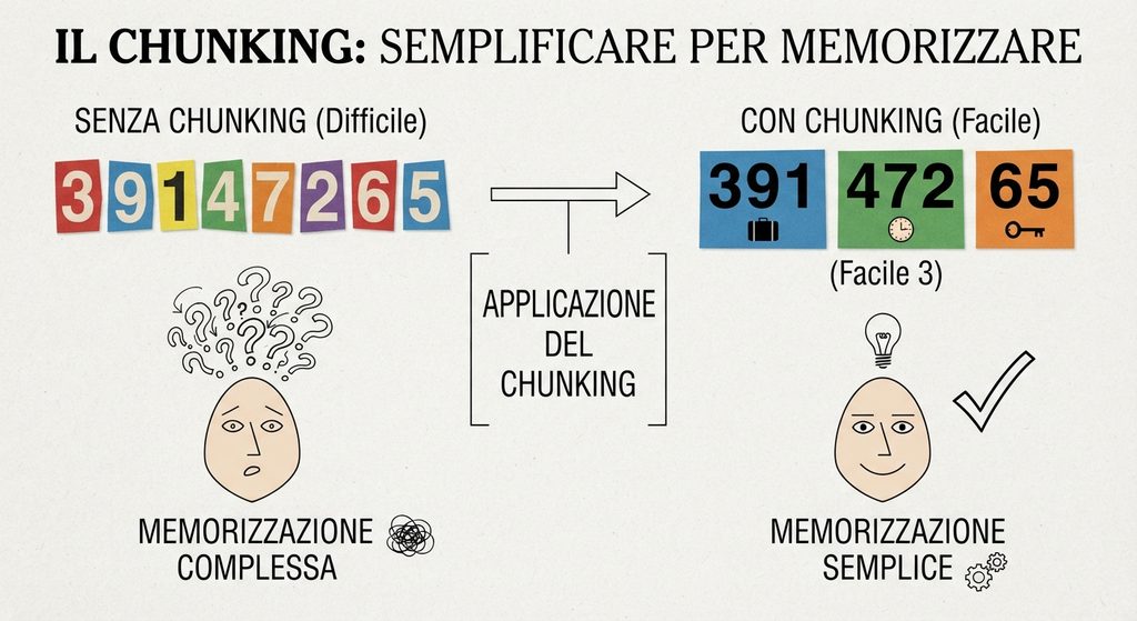 esempio di metodo chunking per memorizzare semplificando e raggruppando i numeri